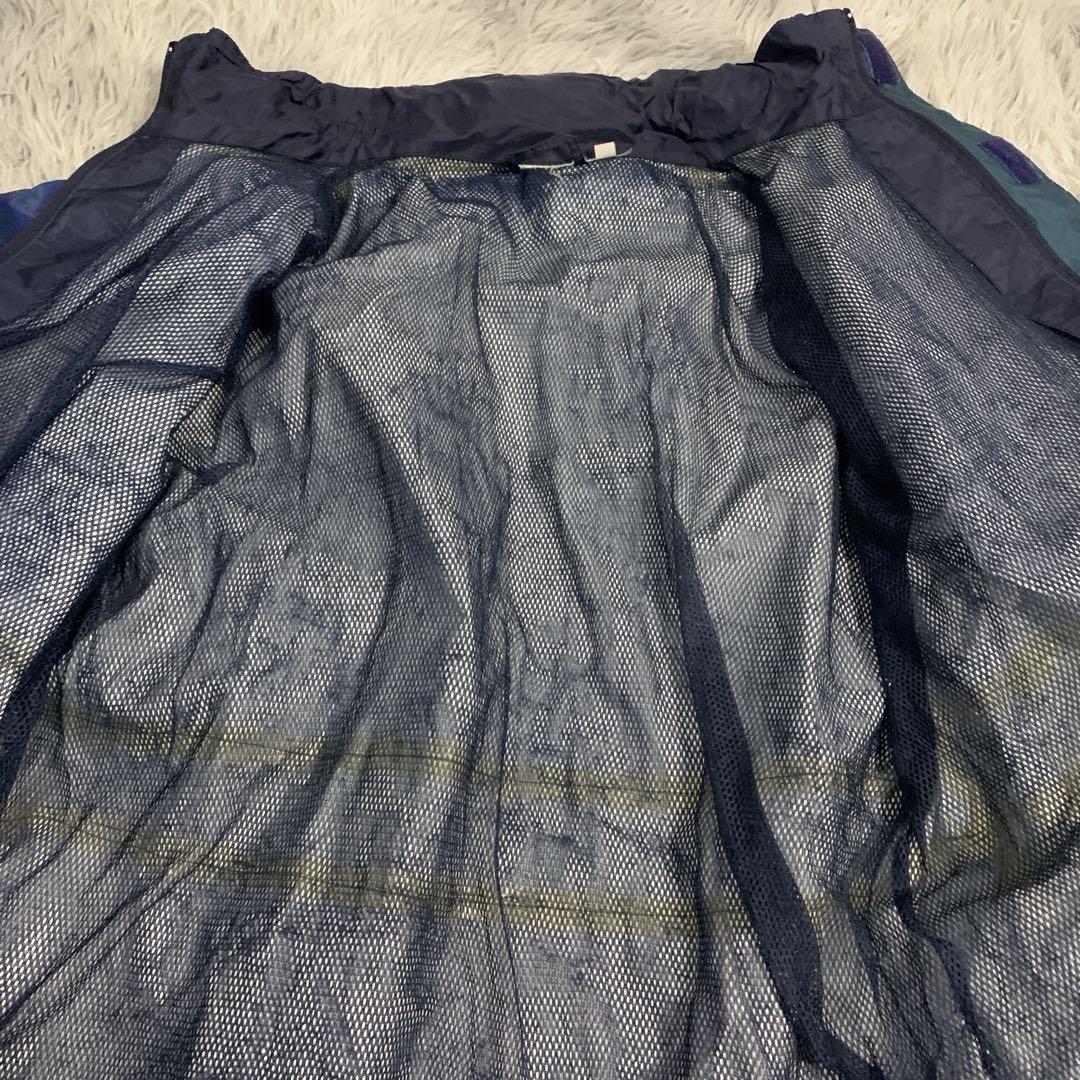 古着 JEANTEX ブルー 総柄 ナイロンジャケット ビッグシルエット