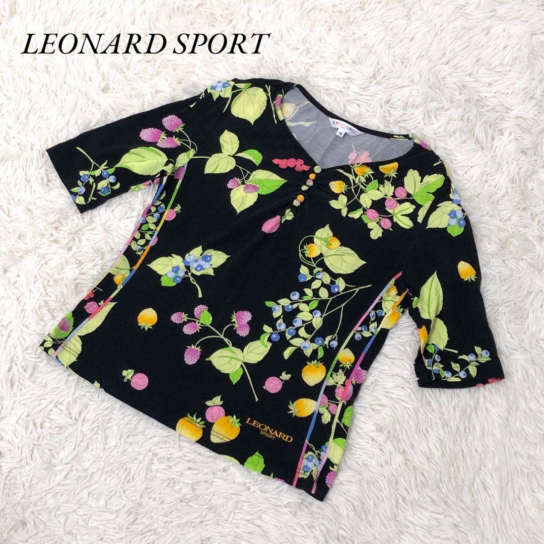 LEONARD SPORT レオナールスポーツ カットソー 五分袖 ベリー柄 M
