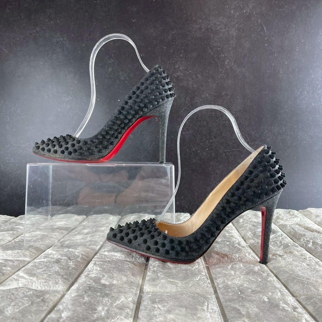 クリスチャンルブタン パンプス スタッズ イタリア製 ハイヒール 灰色 37.5 クリスチャンルブタン パンプス スタッズ イタリア製 ハイヒール 灰色 37.5