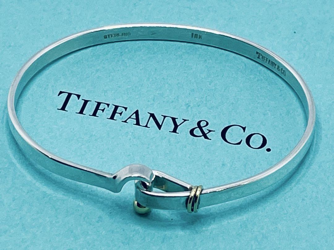 hiko　Tiffany コンビ　サークル　フック　バングル　750 TIFFANY&Co. 良品△Tiffany＆Co. ティファニー フック＆アイ 925