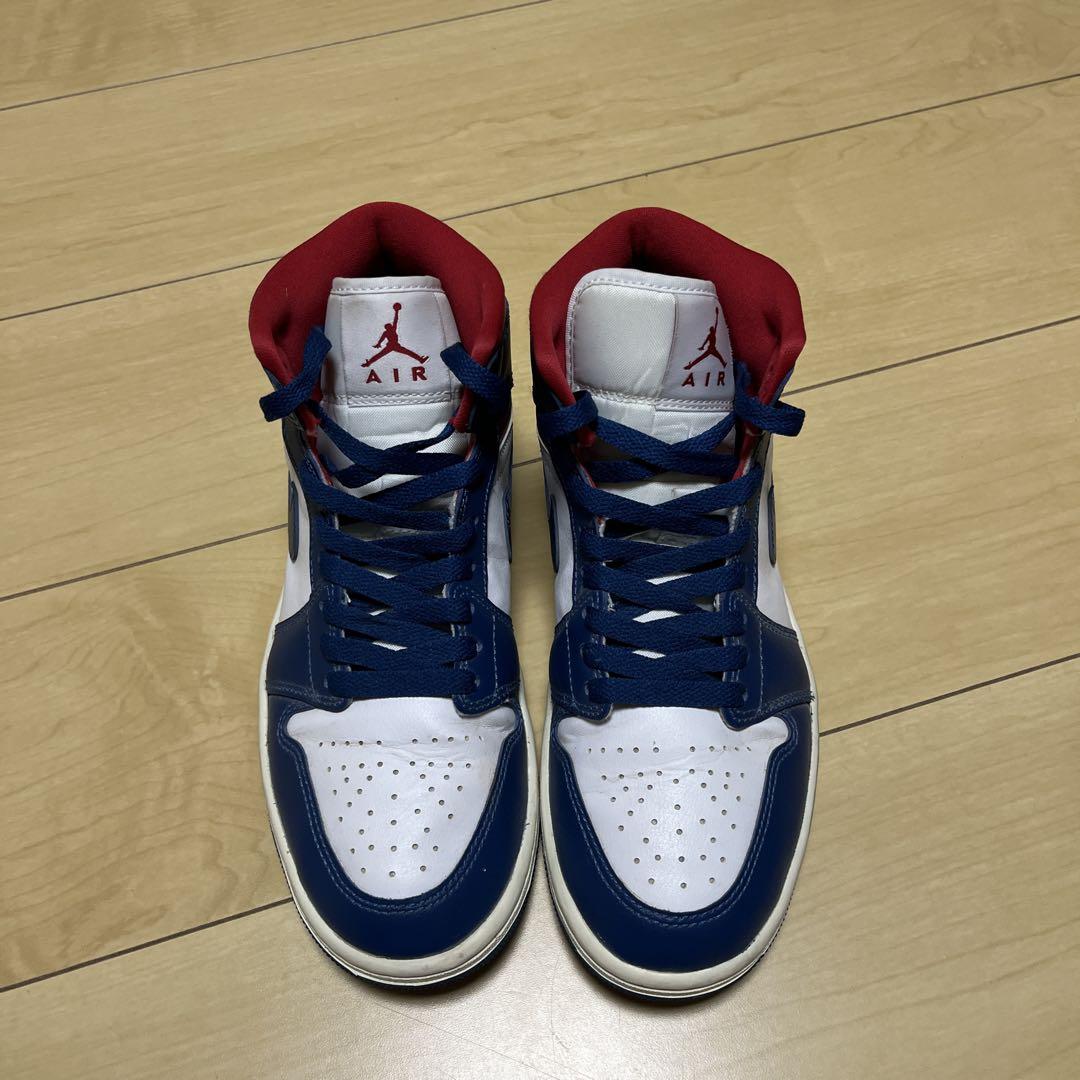 Air Jordan MIDスニーカー ホワイト/ネイビー/レッド　24.5