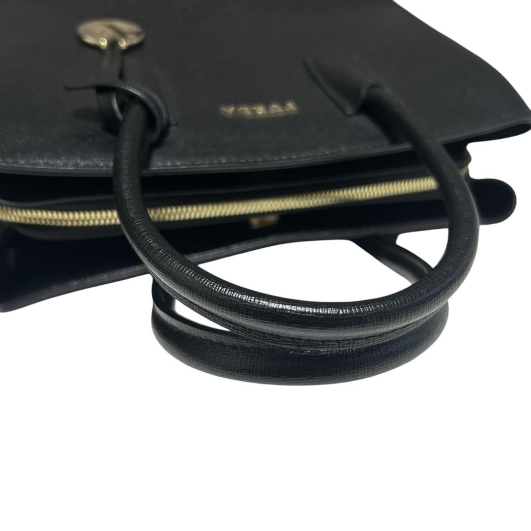 美品 FURLA テッサ トートバッグ ショルダー 2way レザー ブラック