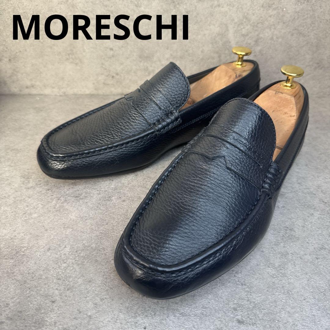 極美品!MORESCHI モレスキー 24cm シボレザー コインローファー