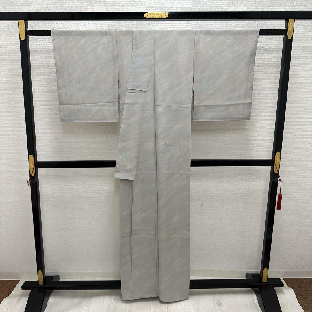付下げ 暈し染 モノトーンに美しい花模様 着物 正絹 紋なし 広衿