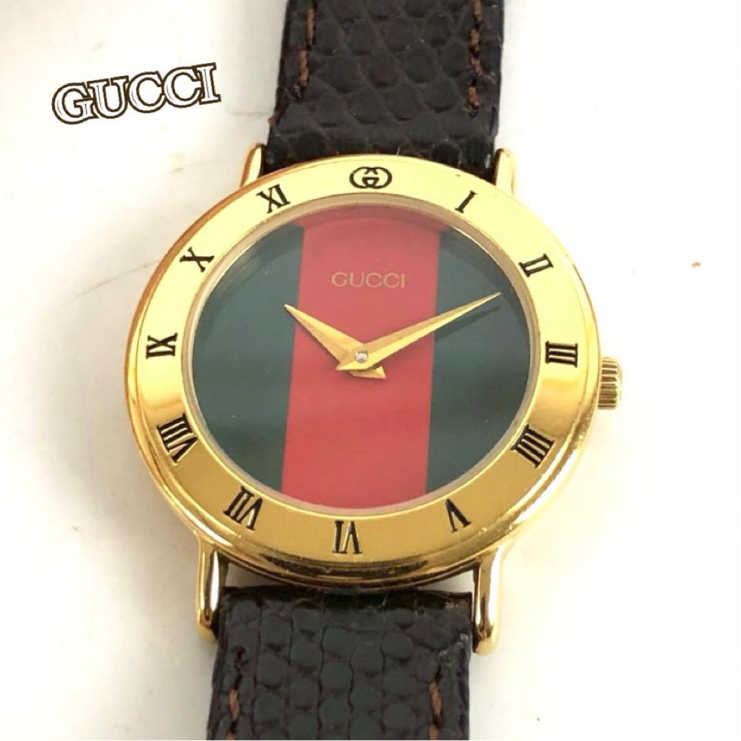 GUCCI グッチ シェリーライン 腕時計 GP 革 レディース 中古