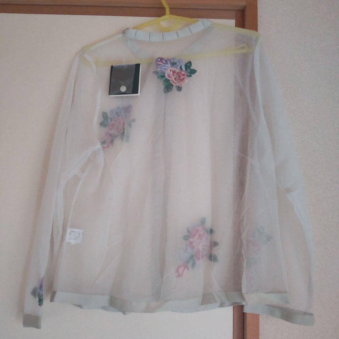 バラ色の暮しRosy Life 刺繍入り長袖シースルーシャツ Lサイズ