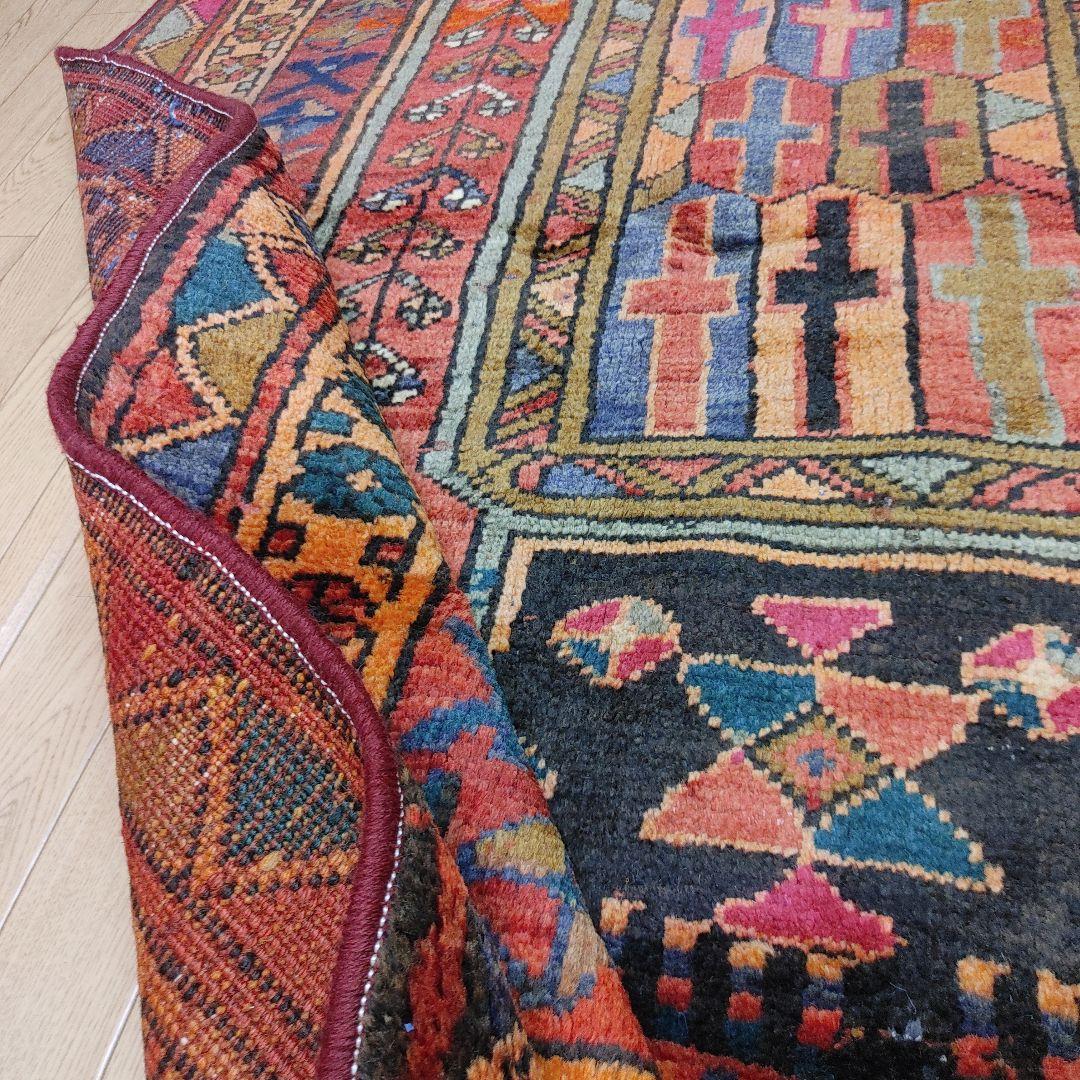 ペルシャ絨毯 ペルシャヴィンテージラグ 130x128cm 手織り オールド