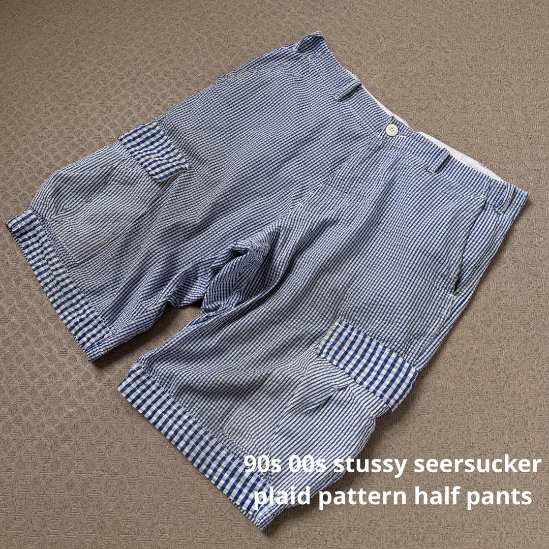 90s 00s old stussy plaid half pants 黒タグ