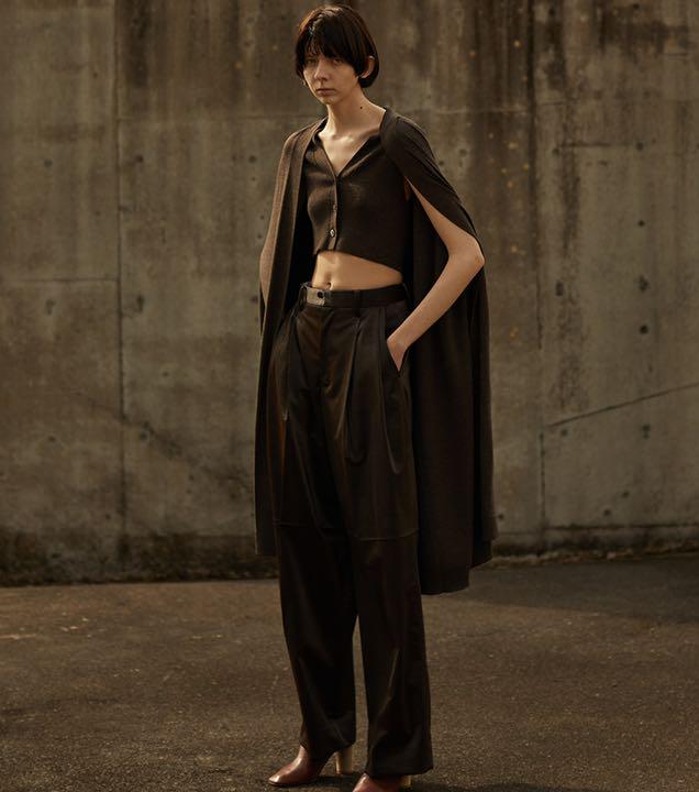 あくまでも IRENE silky leather trousers SAi2q-m87928715690 ワイドパン