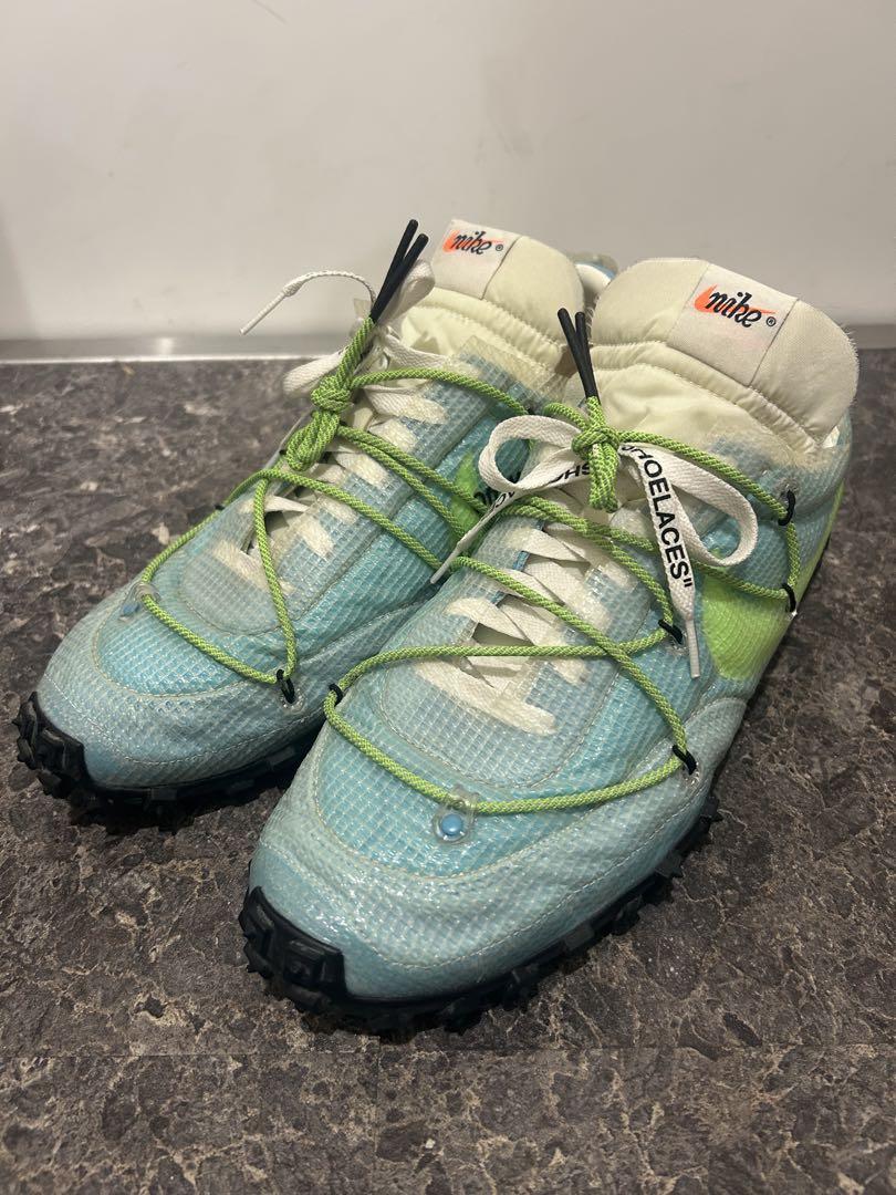 Off-White × Nike Waffle Racer Vivid Sky靴