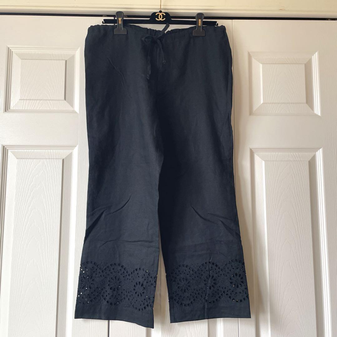 美品〉ローラアシュレイ 麻100%パンツ サイズ11号 パンツ