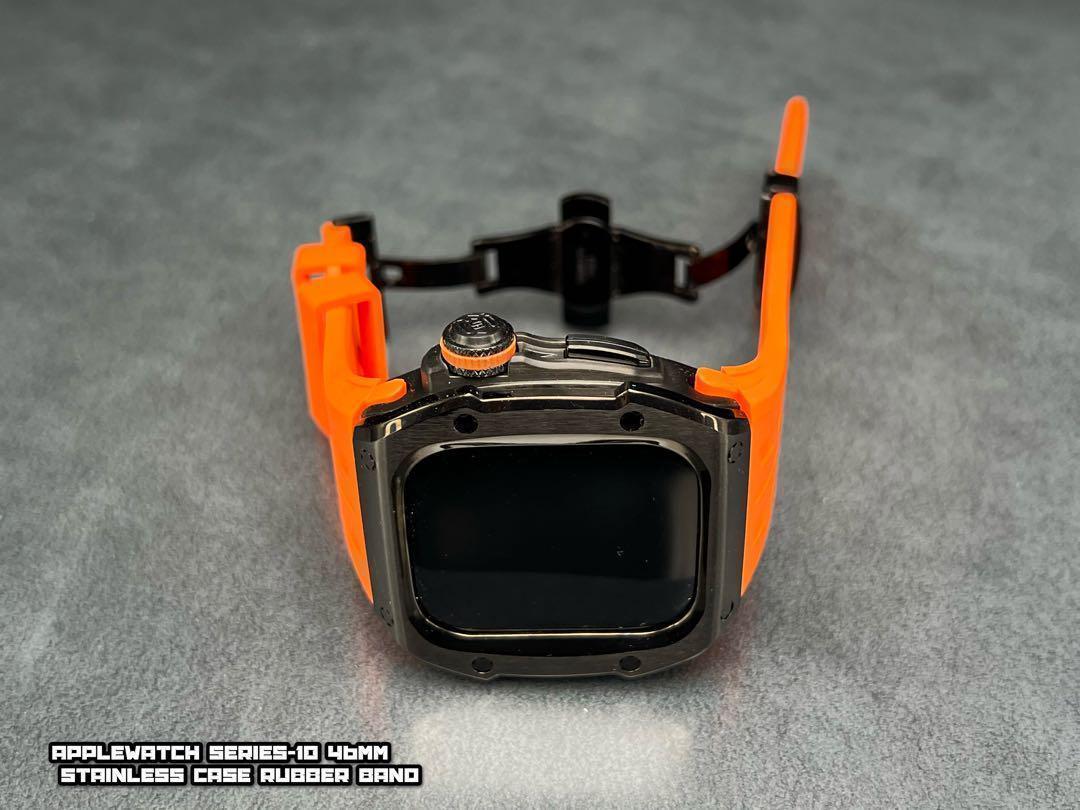 アップルウォッチ　46mm 用 オレンジバンドとケースセット