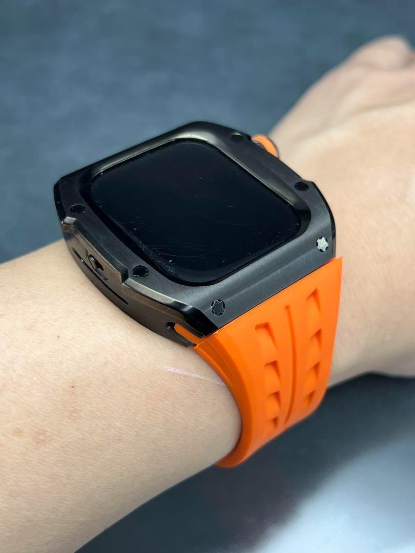 アップルウォッチ　46mm 用 オレンジバンドとケースセット