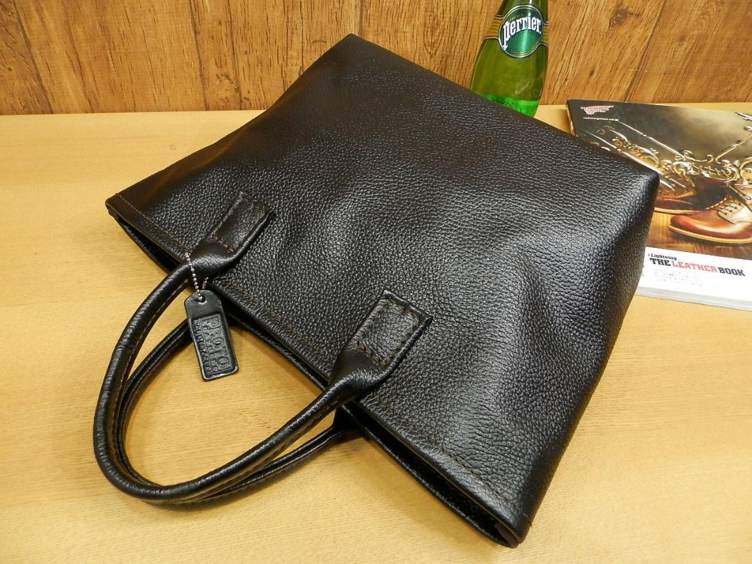 Sサイズ 定番の黒シュリンクレザーのミニトートバッグ姫路レザー