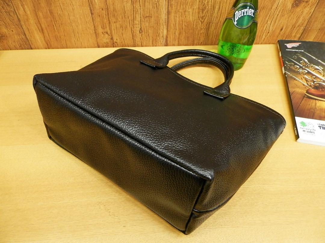 Sサイズ 定番の黒シュリンクレザーのミニトートバッグ姫路レザー