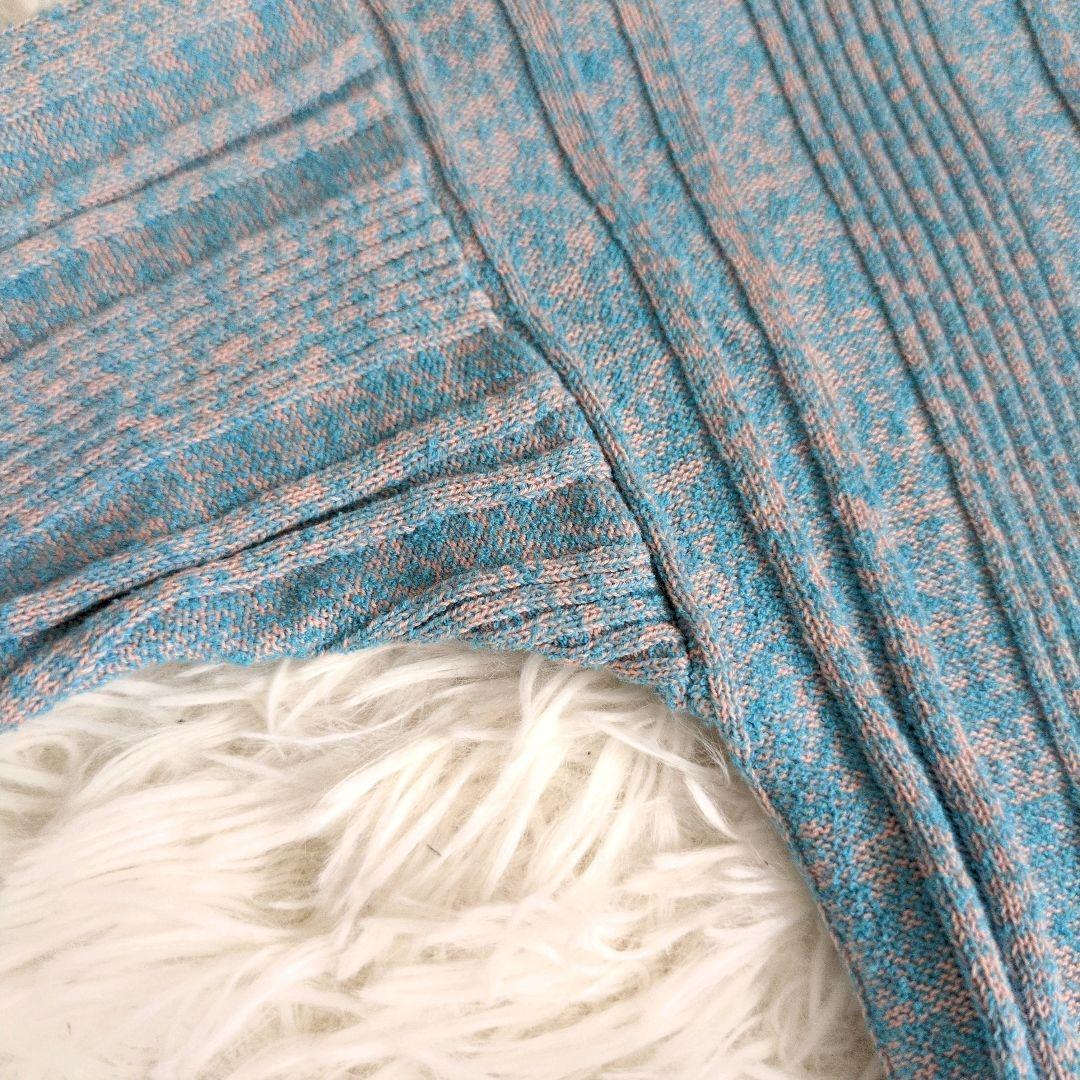 【美品】スタニングルアー　メランジニットワンピース　リブ編み　襟付き　長袖