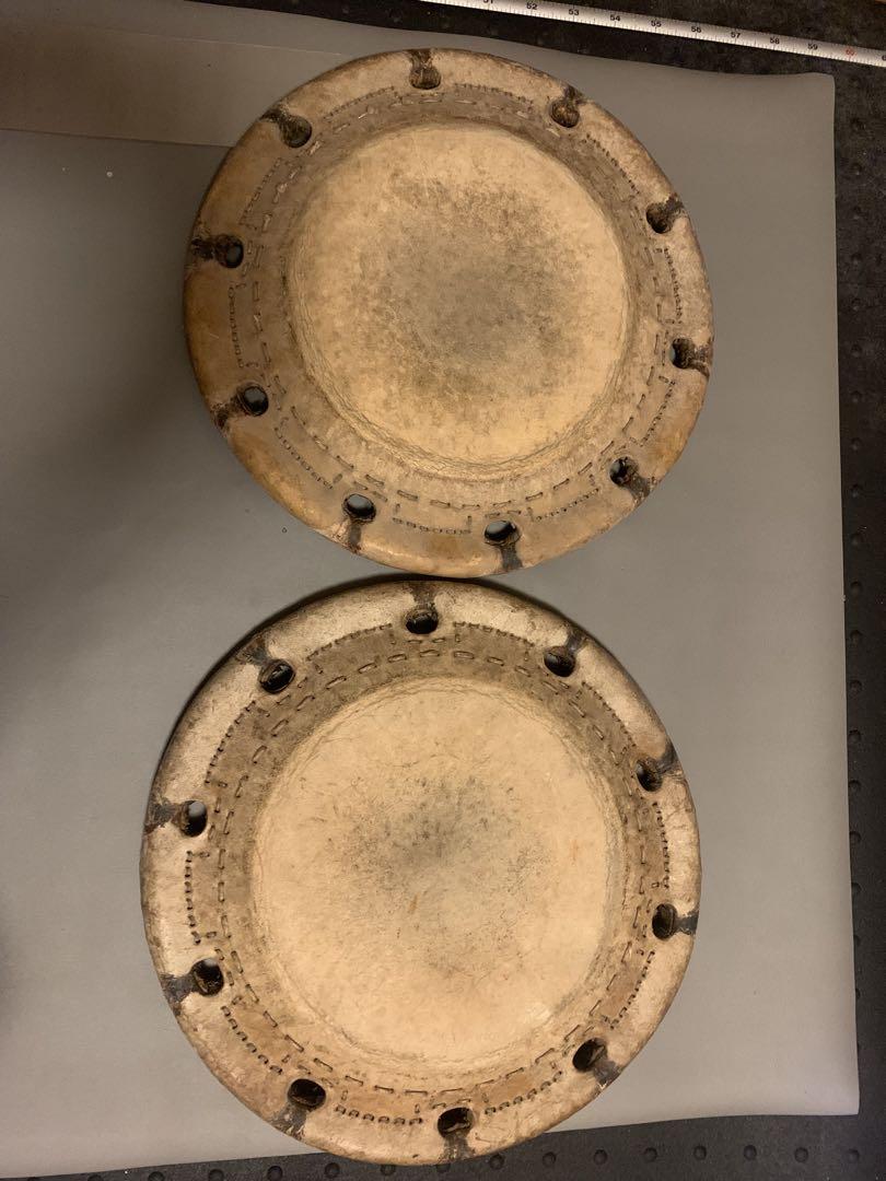 激レア！？　締太鼓革　3丁掛　超ビンテージ品　2枚　赤牛