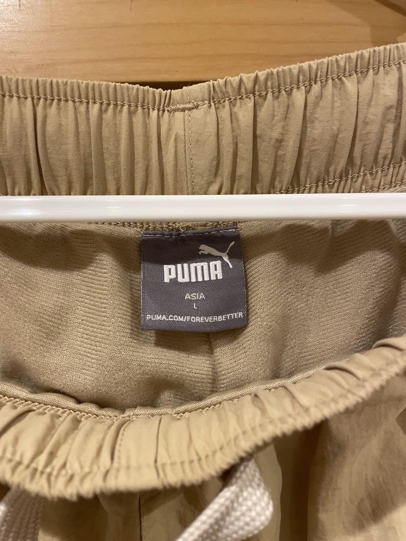 PUMA プーマジャージ上下 ベージュ/ブラック ナイロン 裏起毛 セットアップ