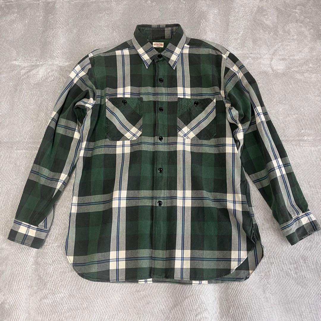 SUGAR CANE シュガーケーン 東洋エンタープライズ ネルシャツ 緑 L