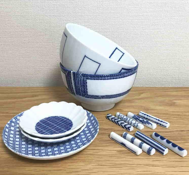 あずまや 東屋 印判 お茶碗 小皿 豆皿 箸置き 和食器セット