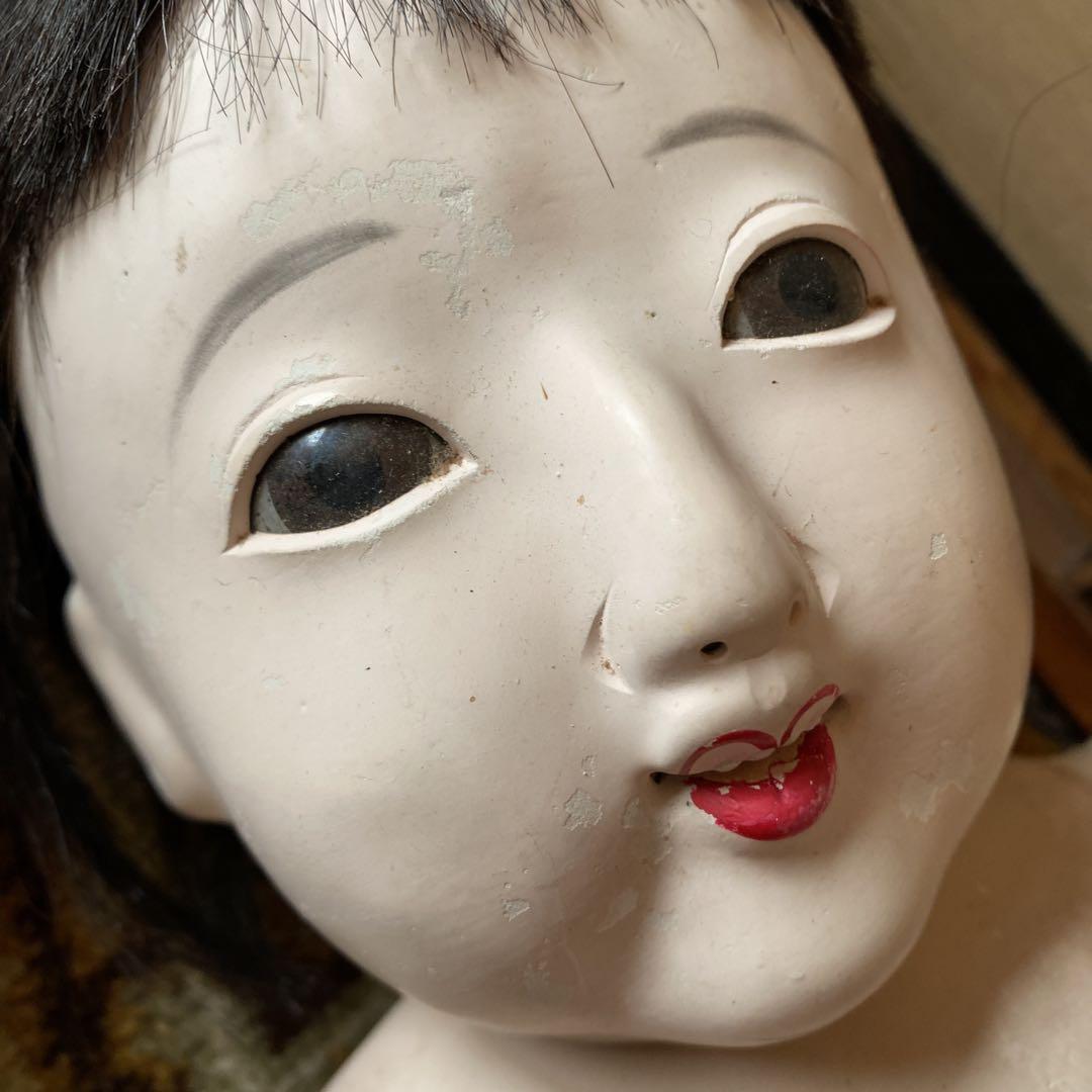 買い保障できる 大きな市松人形 明治抱き人形 18号 63cm位 銘あり 工芸品