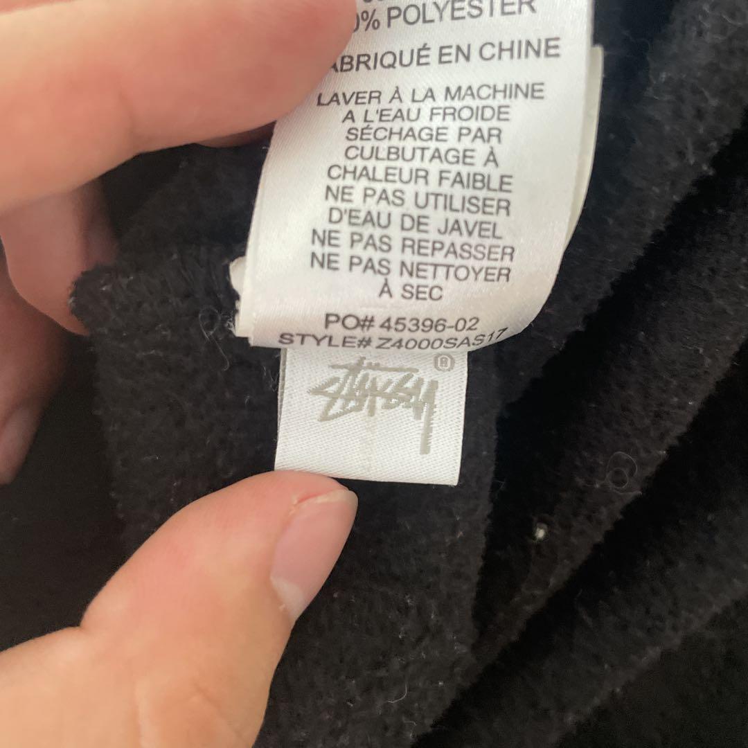 Stussy ブラック パーカー　化石ロゴ　old stussy