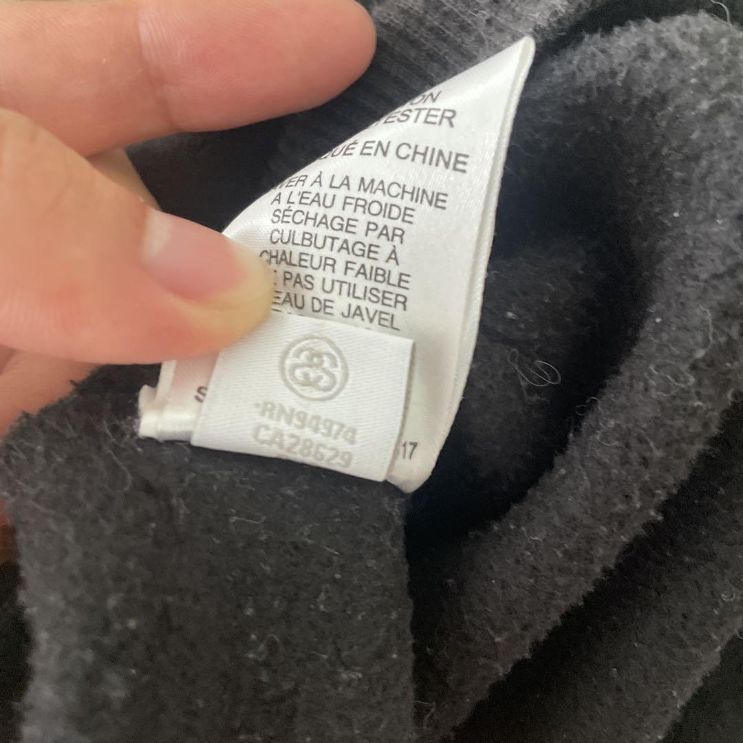 Stussy ブラック パーカー　化石ロゴ　old stussy