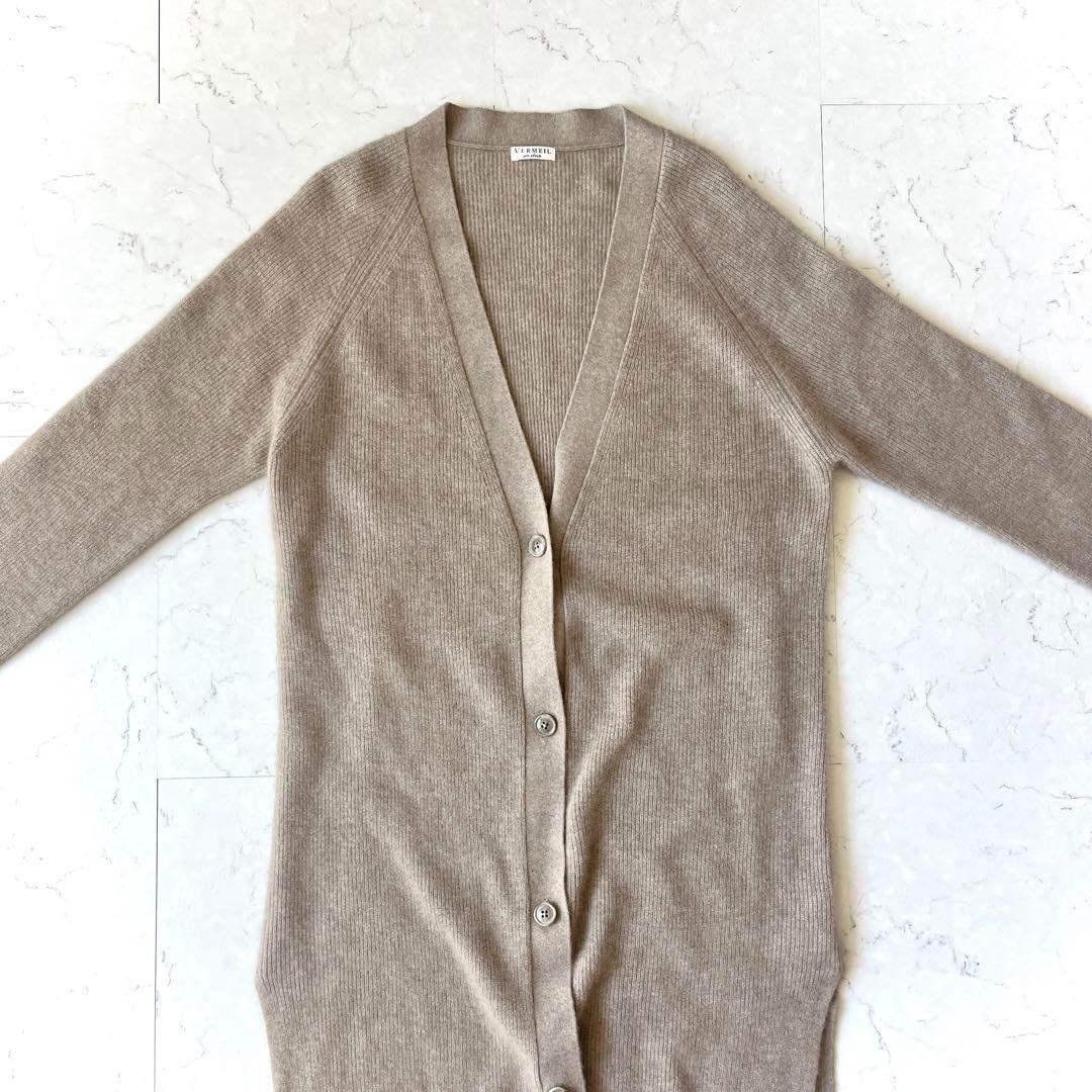 美品 ヴェルメイユパー イエナ ふわふわ ラクーンファー ニット カーディガン