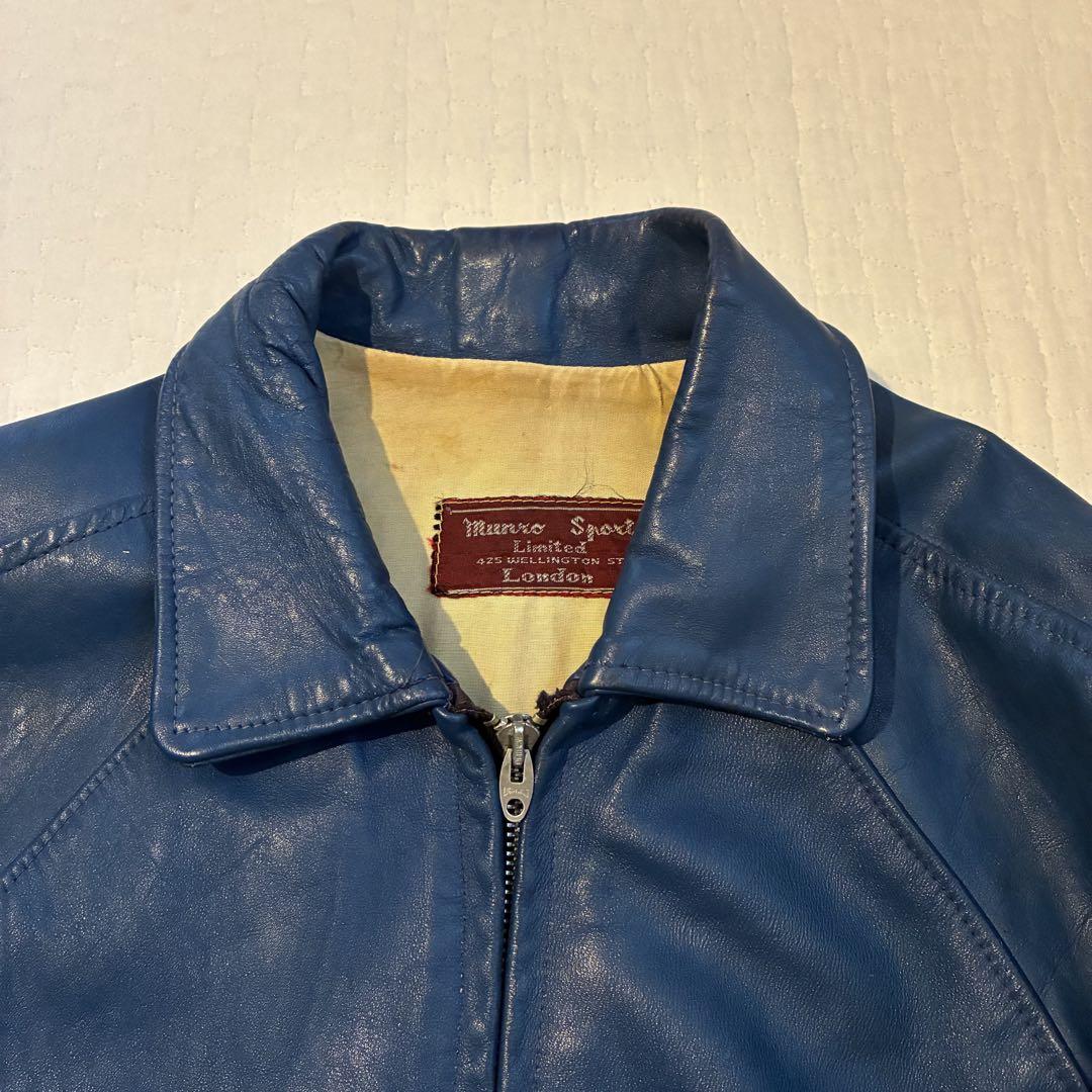60s uk vintage オールレザーライダースジャケット 古着
