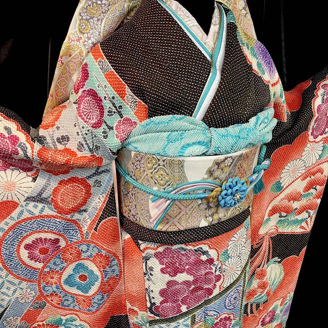 振袖フルセット□藤娘きぬたや□吉祥松竹梅模様□総絞り□振袖