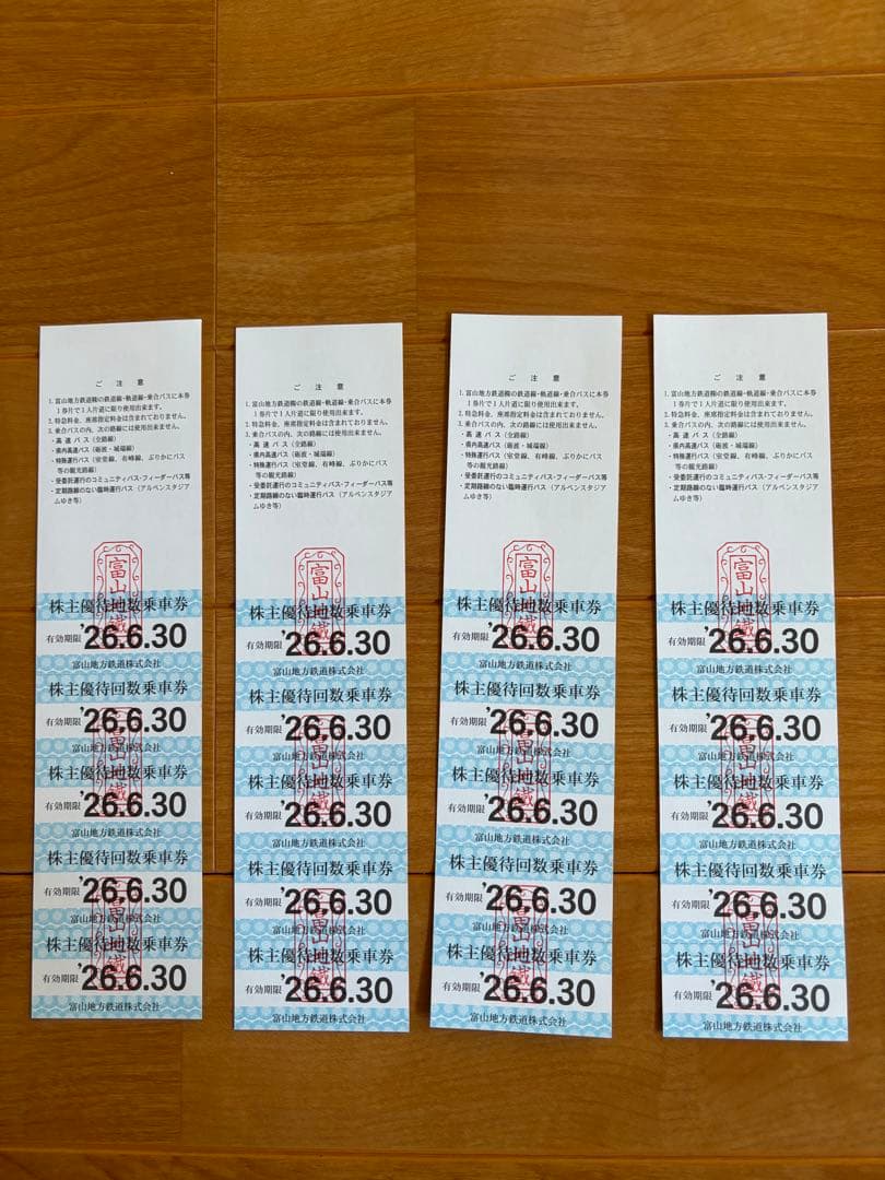 富山地方鉄道　株主優待回数乗車券　10枚セット