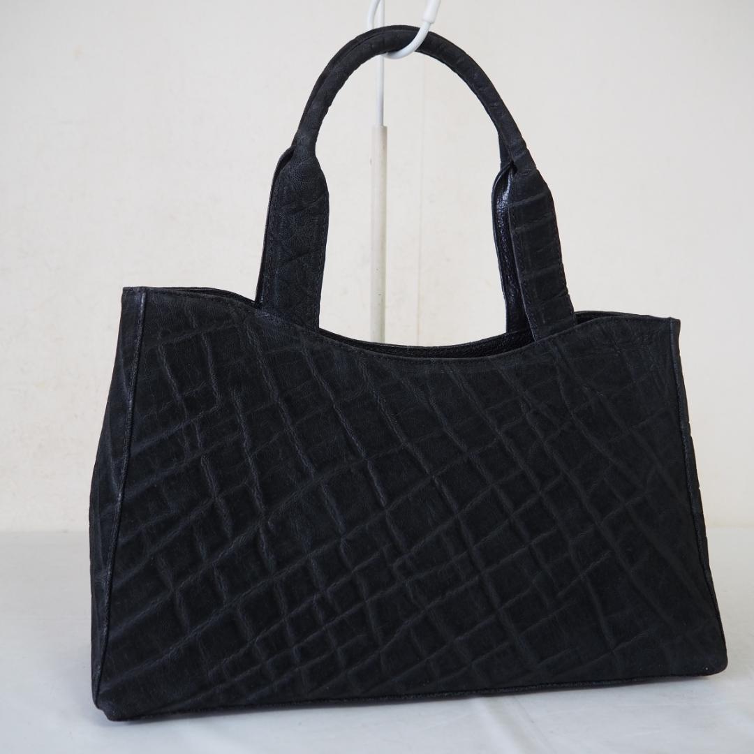 美品 エレファント 象 3室 レザー トートバッグ 黒