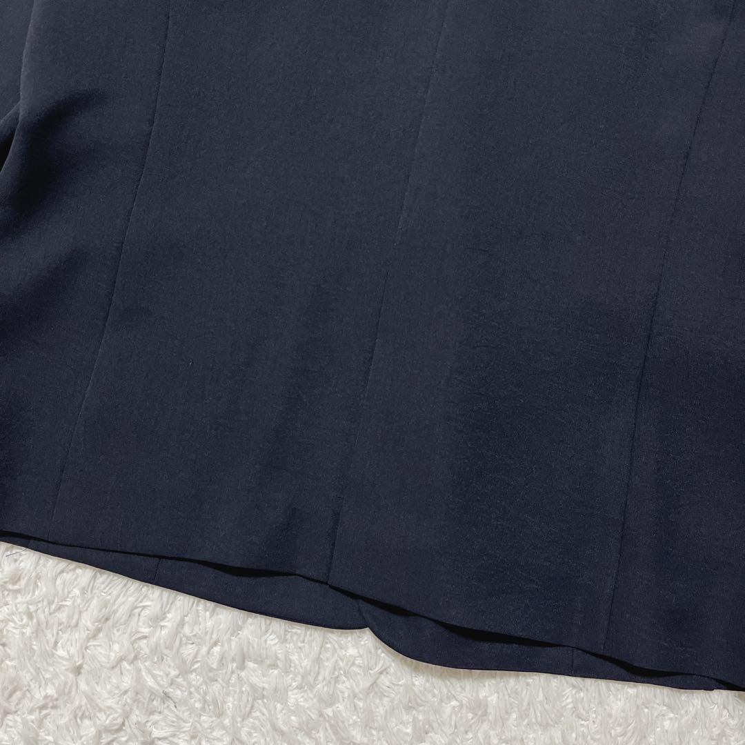 タグ付き新品✨アオキ　LES MUES　ノーカラージャケット　紺　洗える　XL