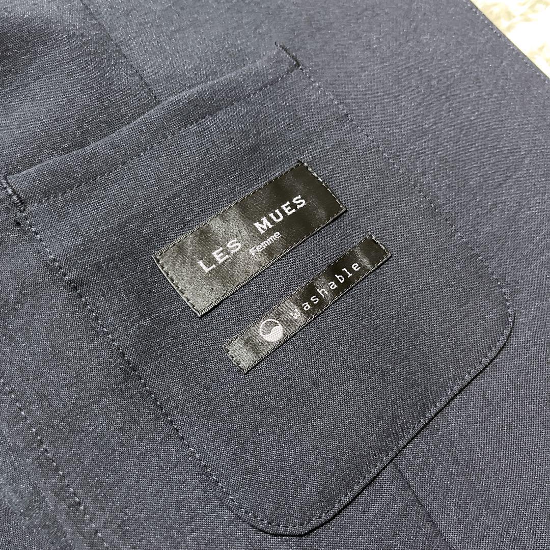 タグ付き新品✨アオキ　LES MUES　ノーカラージャケット　紺　洗える　XL