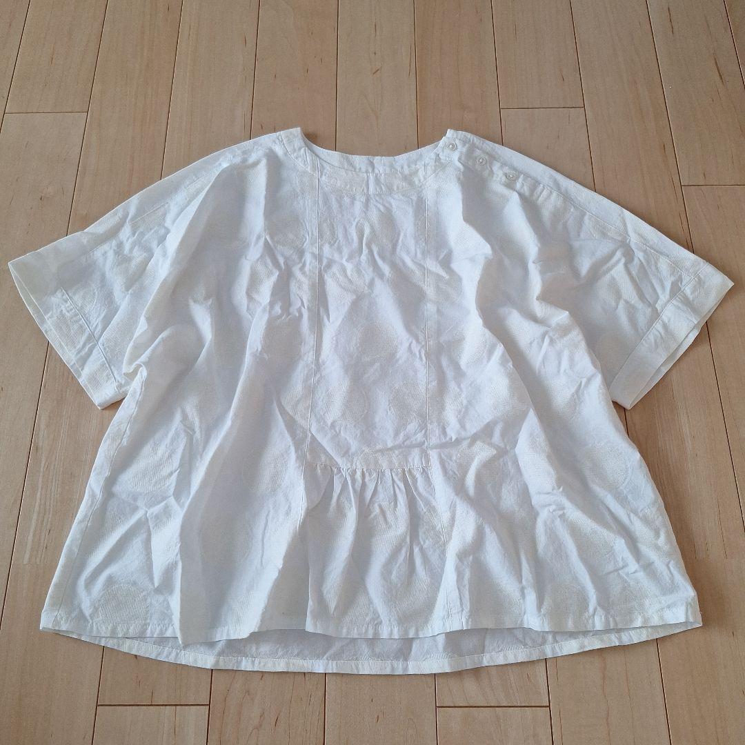 Cotton House Aya　ドッド柄プルオーバーブラウスシャツ　ホワイトM
