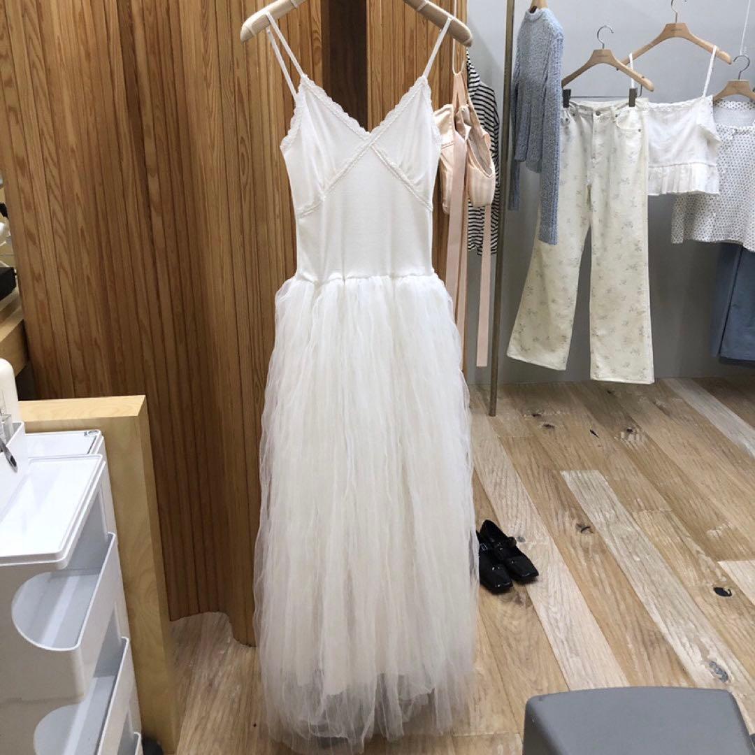 the plan ホワイト　ロングワンピース　キャミワンピース