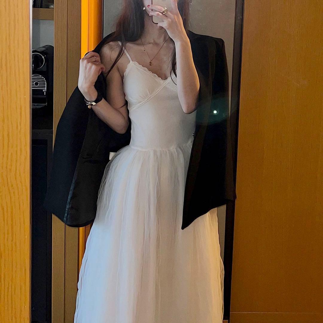 the plan ホワイト　ロングワンピース　キャミワンピース