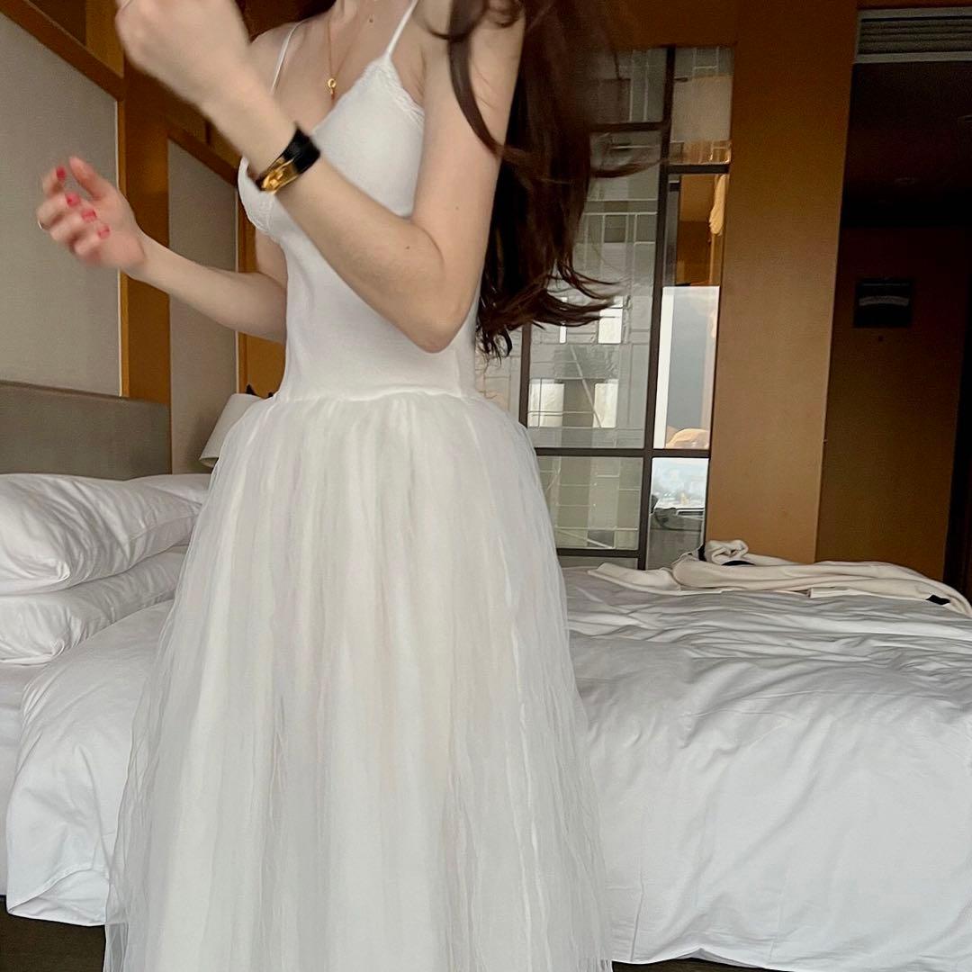 the plan ホワイト　ロングワンピース　キャミワンピース