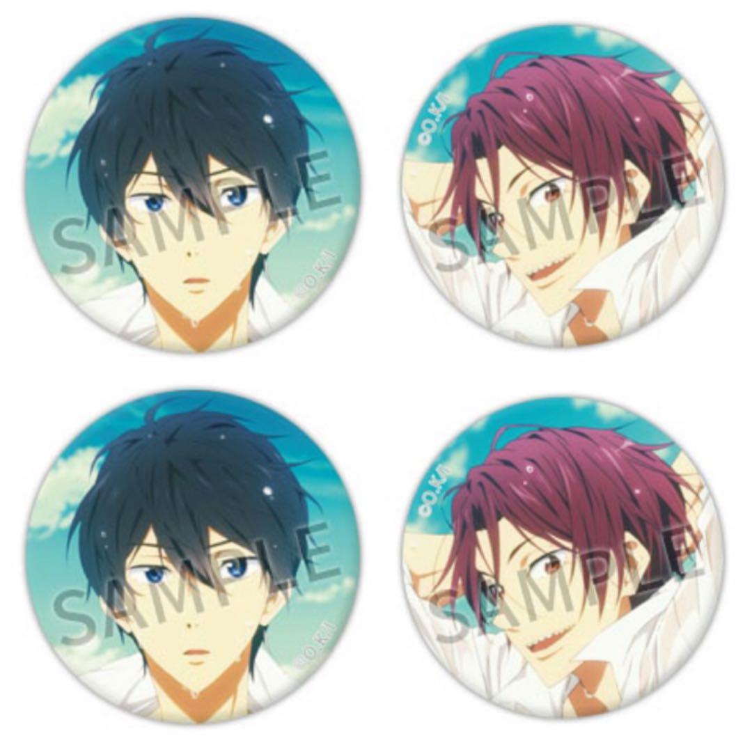 遙,凛①】Free! 京アニ ハンドメイド 缶バッジ 遙 真琴 凛 渚 怜