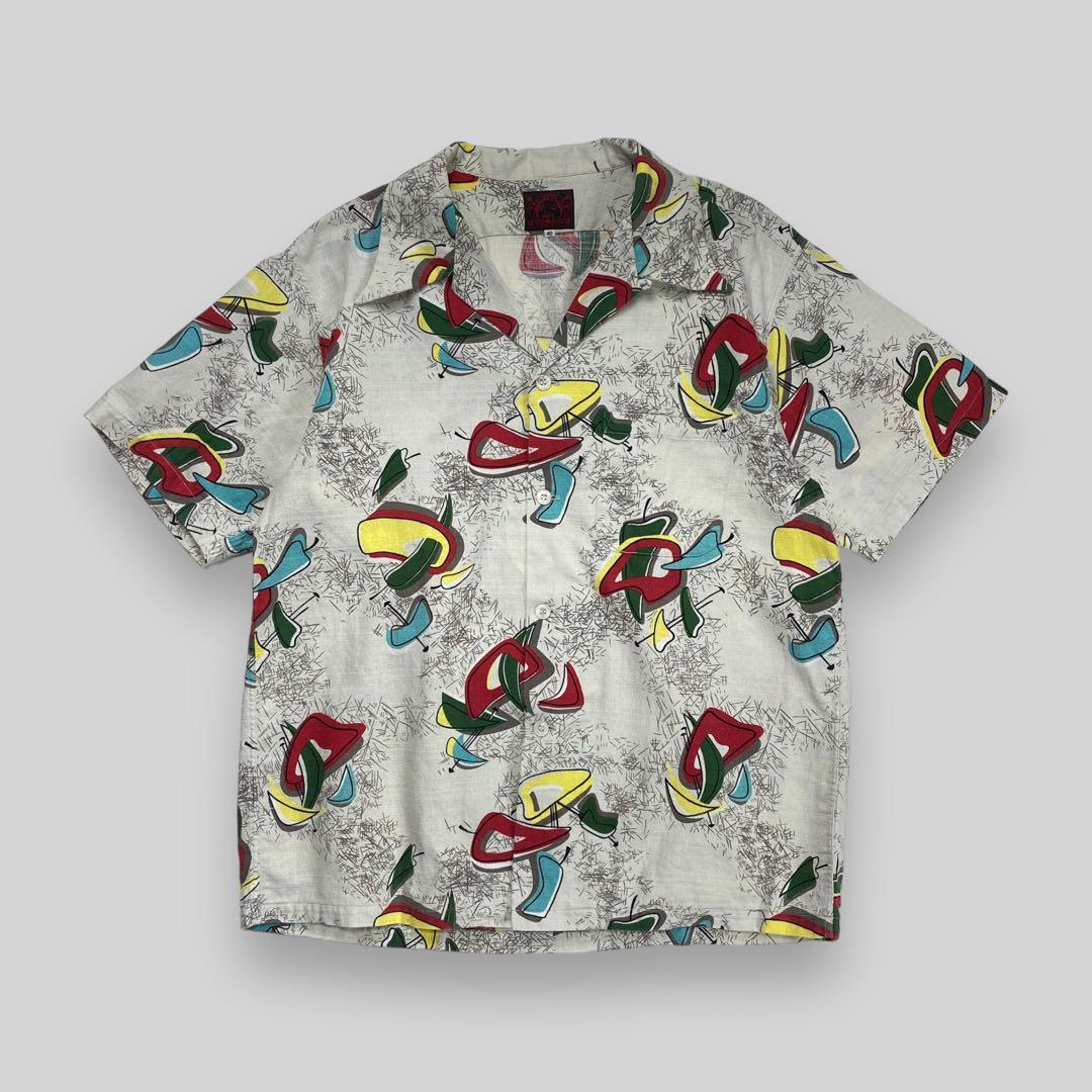 EVISU エヴィス S/S オープンカラーシャツ 総柄 グレー系 40 トップス