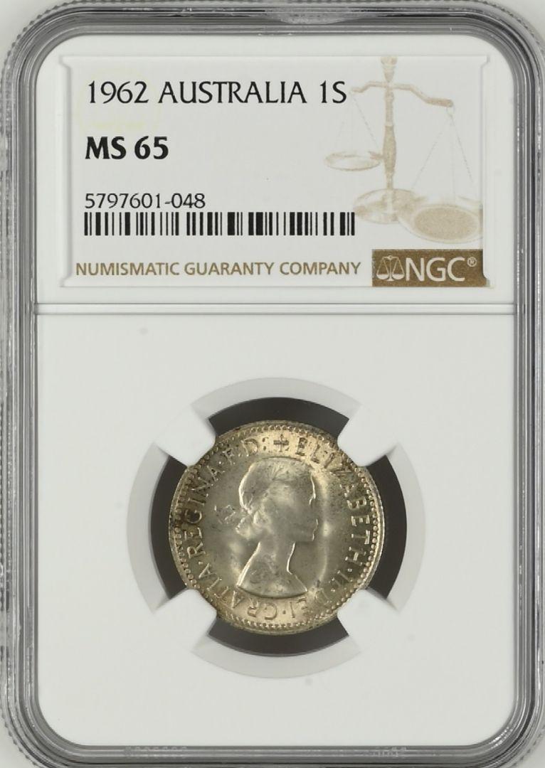 1962年 NGC MS65 オーストラリア銀貨