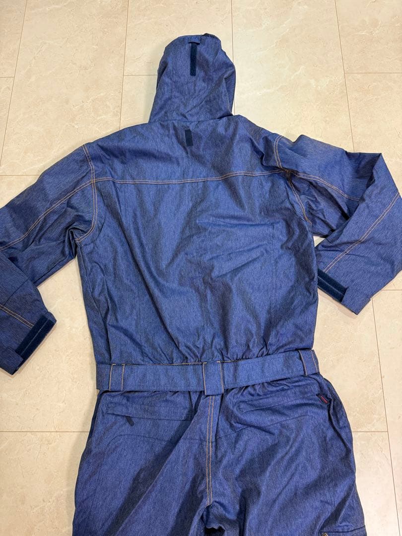 【おしゃれ】スノーボードウェア メンズL つなぎ デニムライクブルー 【おしゃれ】スノーボードウェア メンズL つなぎ デニムライクブルー