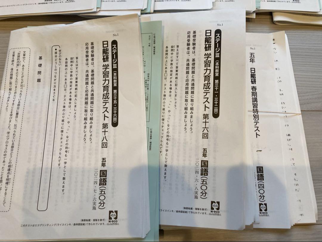 日能研　5年　2024年 学習力育成テスト8回分＆春期講習特別テスト