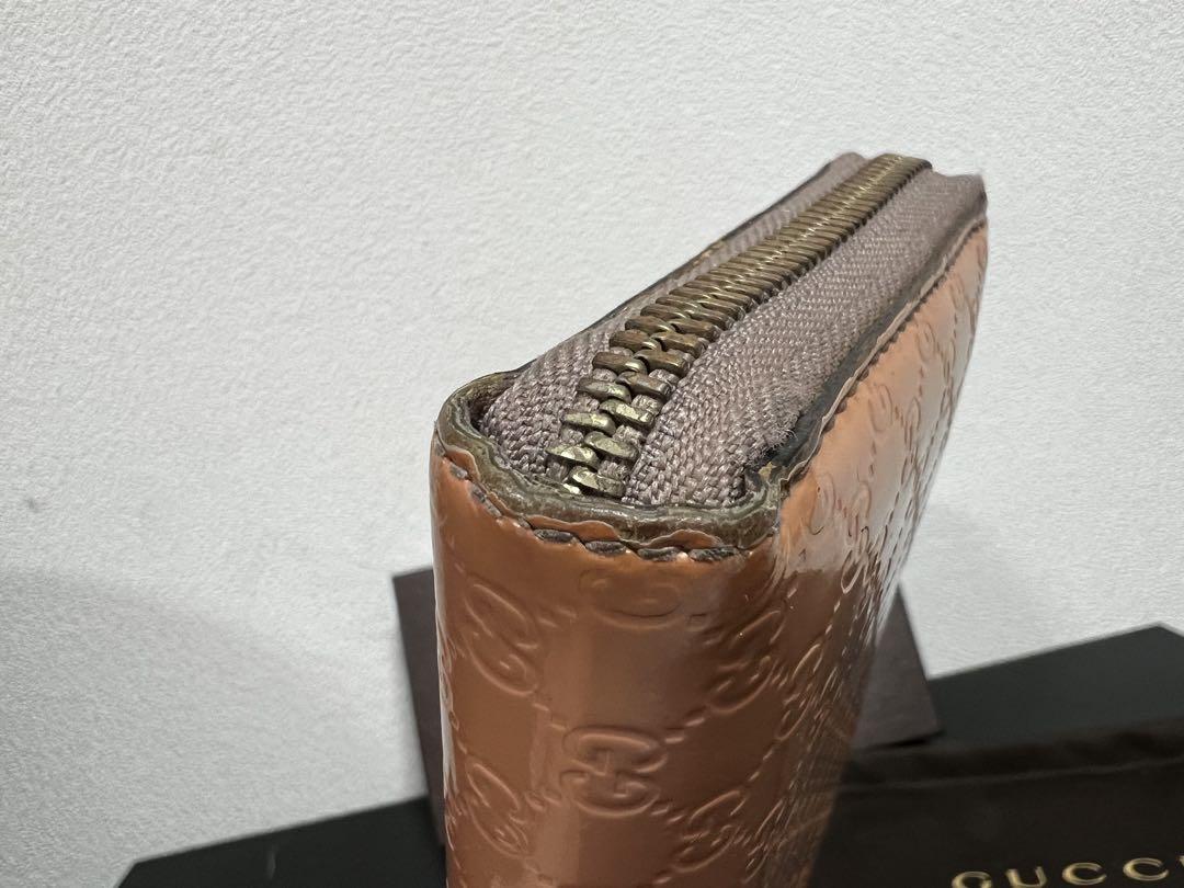 GUCCI　エナメル　パールオレンジ　長財布