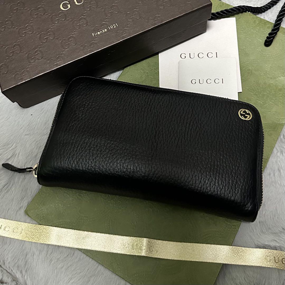 美品✨　GUCCI グッチ　長財布　インターロッキングG　ラウンドファスナー