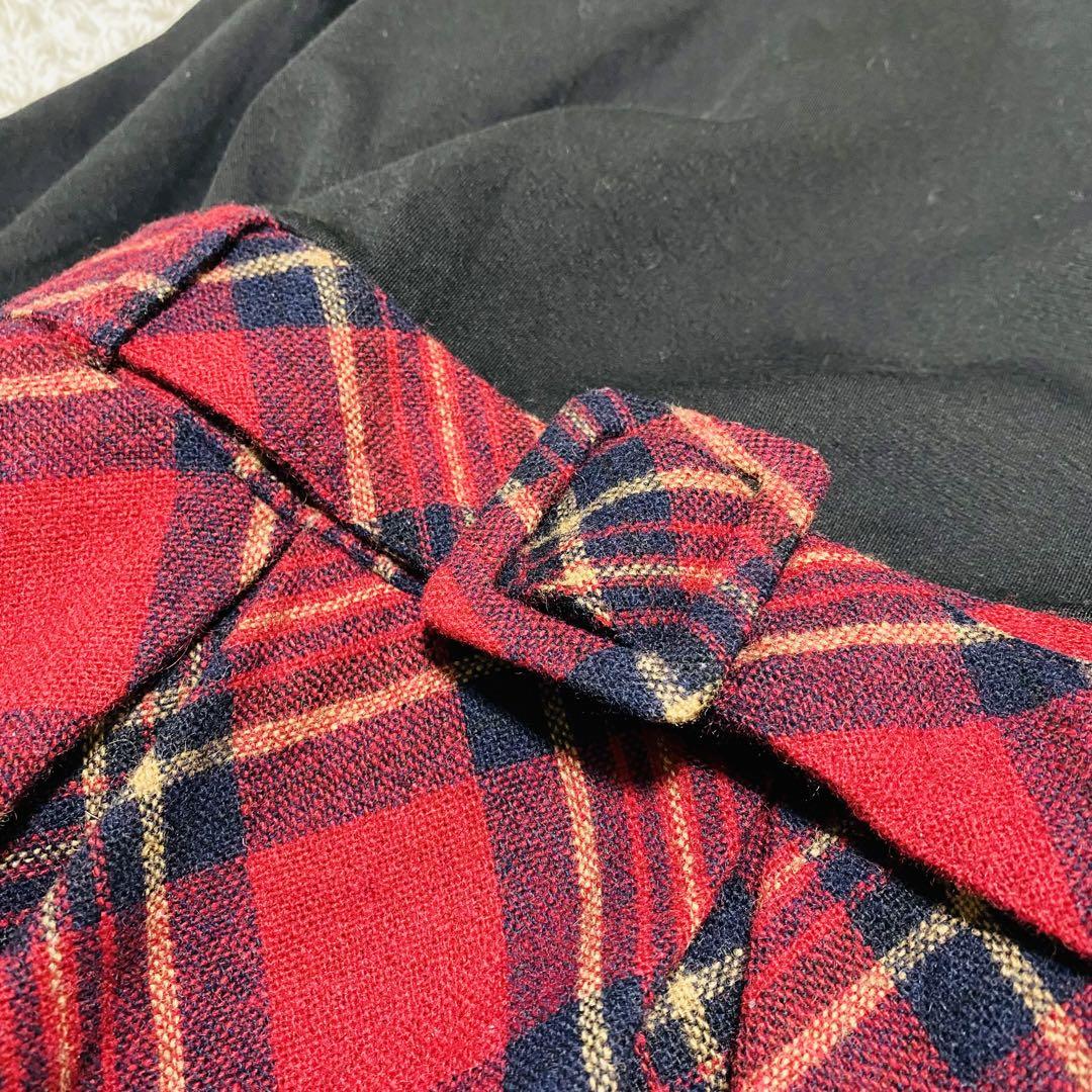 【良品】ケイトスペード　長袖　ワンピース　チェック　コットン　ウール