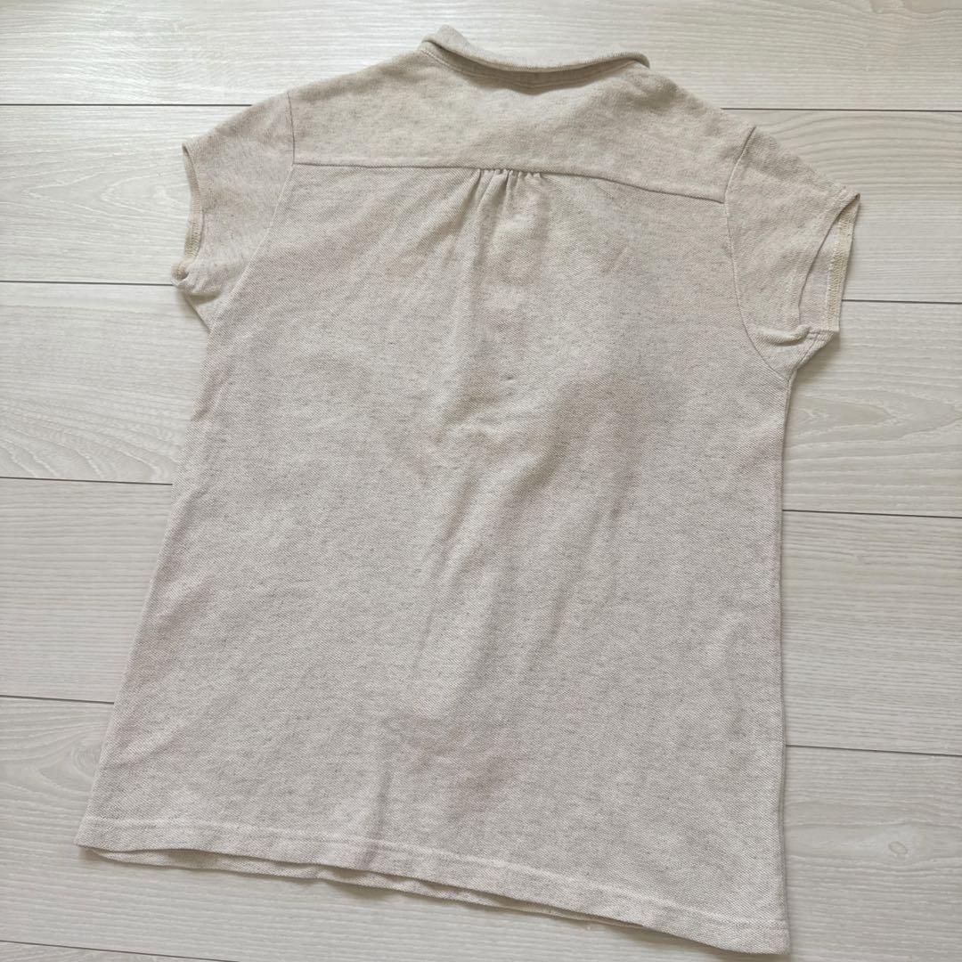 【KAPITAL】リネン混✳︎かわいい刺繍入りボウタイリボン トップス✳︎0サイズ レース刺繍トップス レディース トップス ブラウス 7分袖 半袖