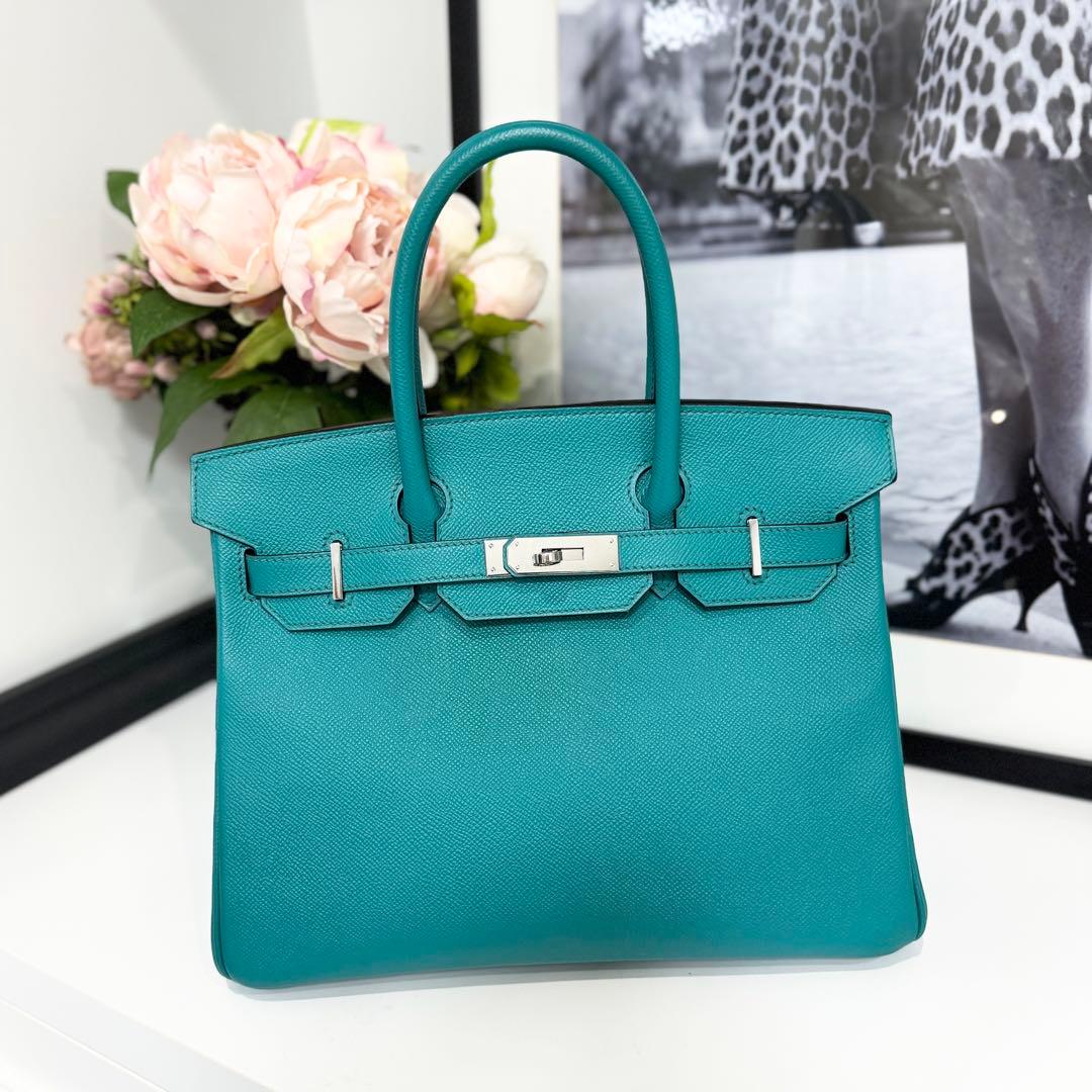 美品 HERMES エルメス バーキン30 エプソン ブルーパオン