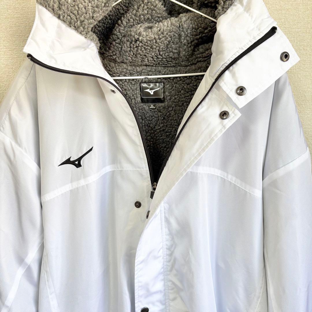 【超美品】ミズノ　中綿ロングボアコート(大きいサイズ)　ホワイト3L 超美品】ミズノ 中綿ロングボアコート(大きいサイズ) ホワイト3L