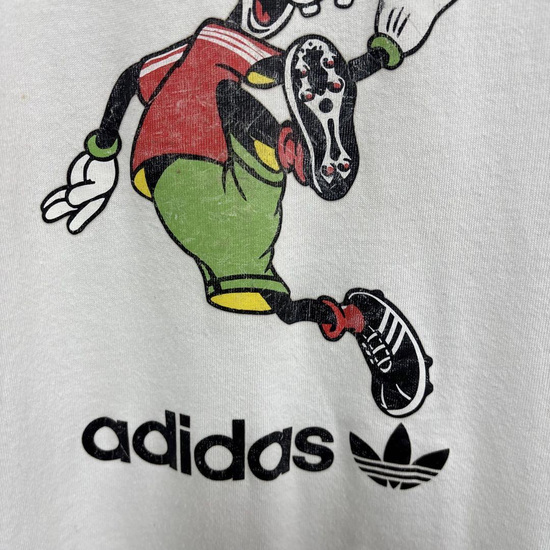 90s adidas アディダス リンガーネック グーフィー TシャツL白赤 90s adidas アディダス リンガーネック グーフィー TシャツL白赤